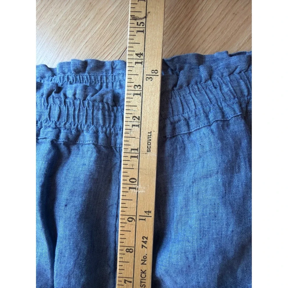 Charter Club Luxury Linen Shorts Womens XXL Blue Elastic Paperbag Waist Relaxed - Picture 5 of 6